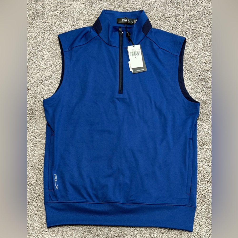 RLX Ralph Lauren 1/4 Zip Golf Vest Beach Royal Blue Stretch Mens Size Small